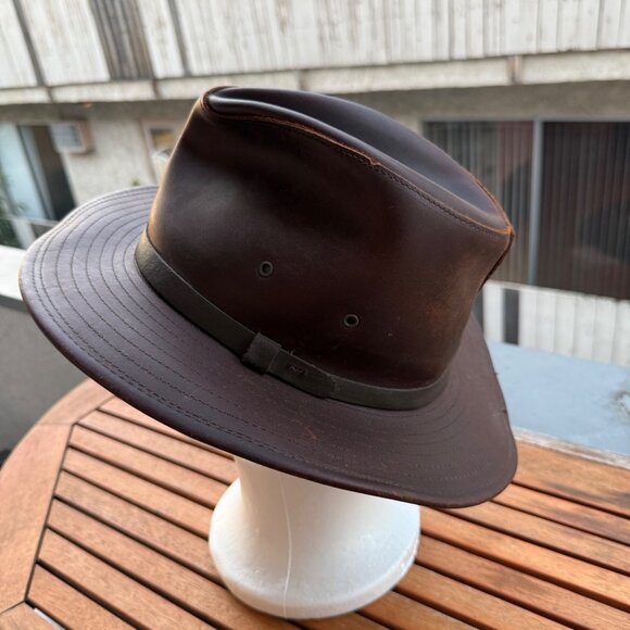 Henschel Hat Co. Brown Leather Fedora - Picture 5 of 7